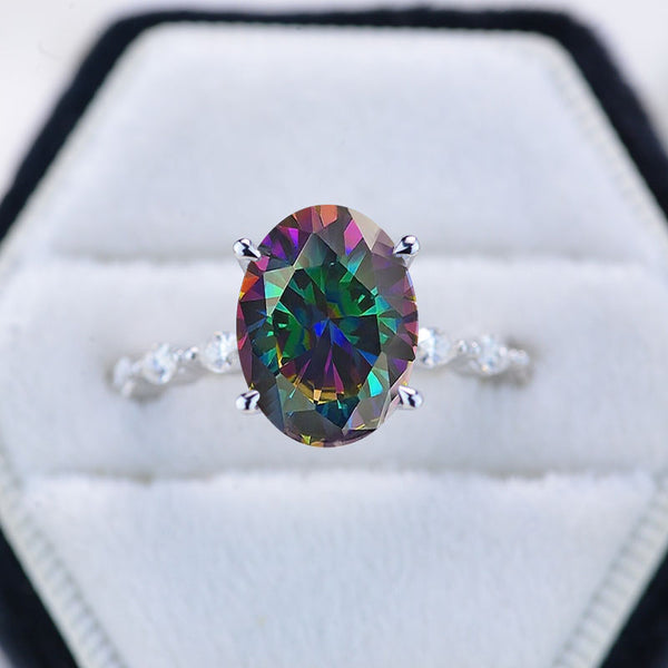 Carat Classic Oval Mystic Topaz Engagement 14k Gold
