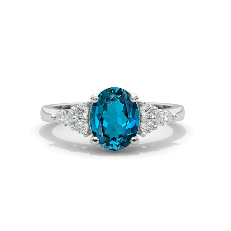 Oval Genuine London Blue Topaz 14K White Gold Engagement Promissory Ring Oval Genuine London Blue Topaz 14K White Gold Engagement Promissory Ring