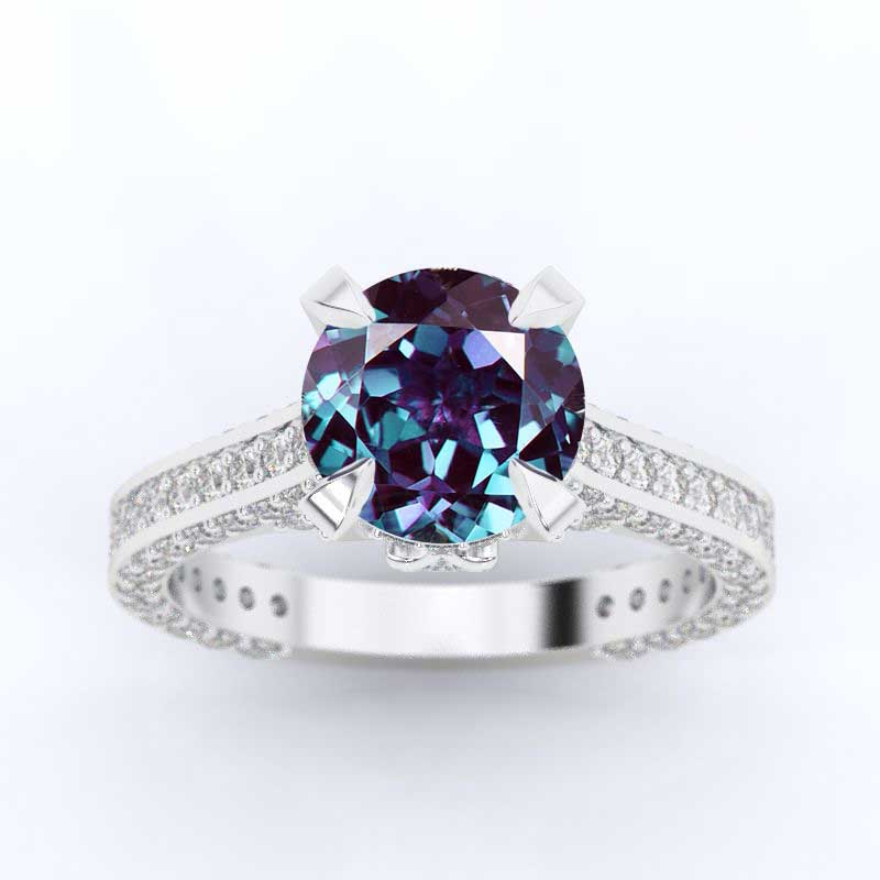 3.2 Carat Alexandrite Engagement 14K White Gold Ring 3.2 Carat Alexandrite Engagement 14K White Gold Ring
