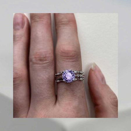 Purple Sapphire Engagement Eternity Rings Eternity Set