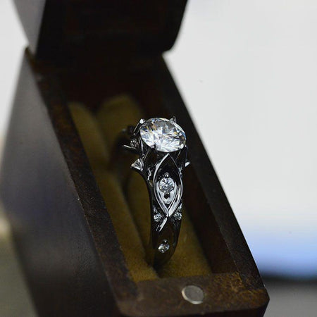 14K Black Gold Moissanite Celtic Engagement Ring