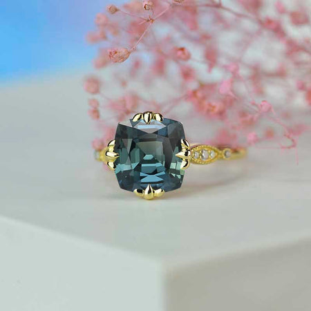 3.0  Carat Teal Sapphire Center Stone White Gold Ring