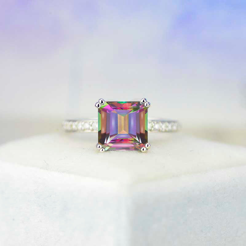 3 Carat Genuine Natural Mystic Topaz Stone 14K White Gold Ring 3 Carat Genuine Natural Mystic Topaz Stone 14K White Gold Ring