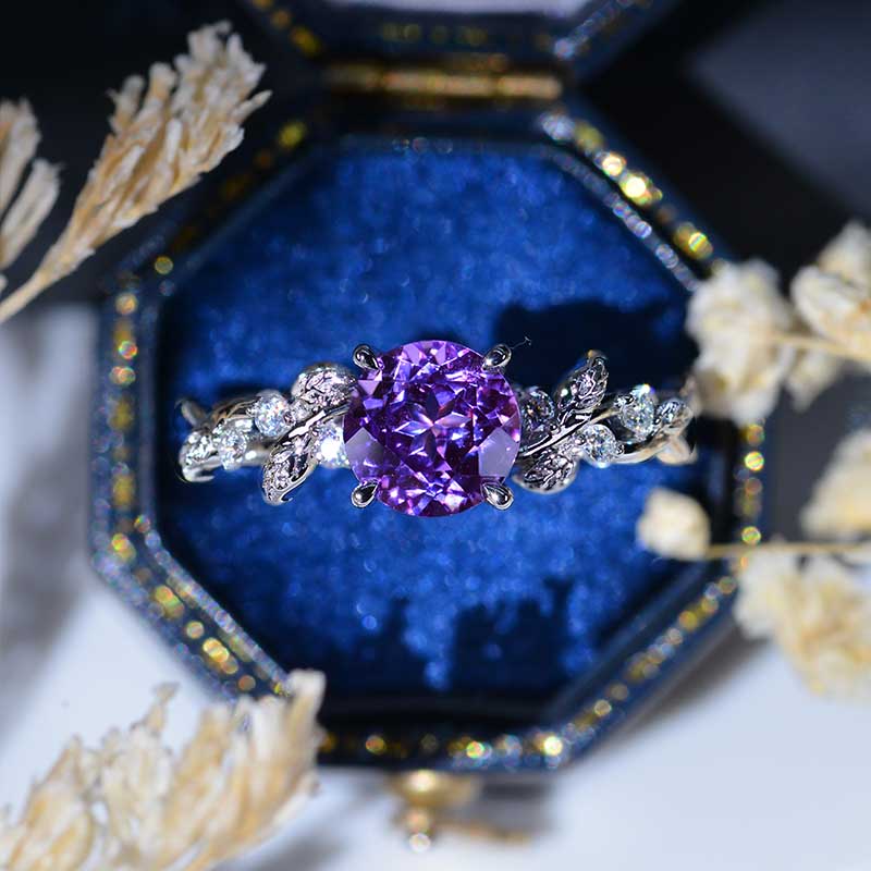 Lavender Purple Sapphire Floral White Gold Engagement Ring Lavender Purple Sapphire Floral White Gold Engagement Ring