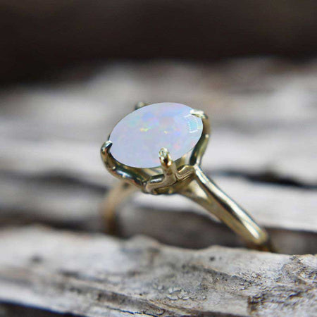 3.6 Carat Green Moissanite Stone 10K White Gold Ring