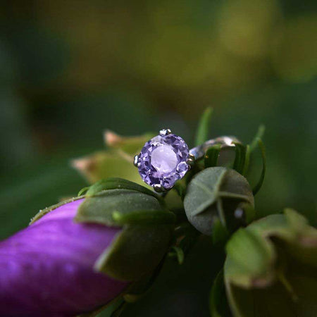 2.0 Carat Purple Sapphire Stone 14K White Gold Ring