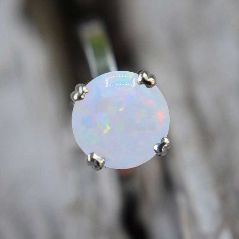 2 Carat White Opal Stone Platinum Ring 2 Carat White Opal Stone Platinum Ring