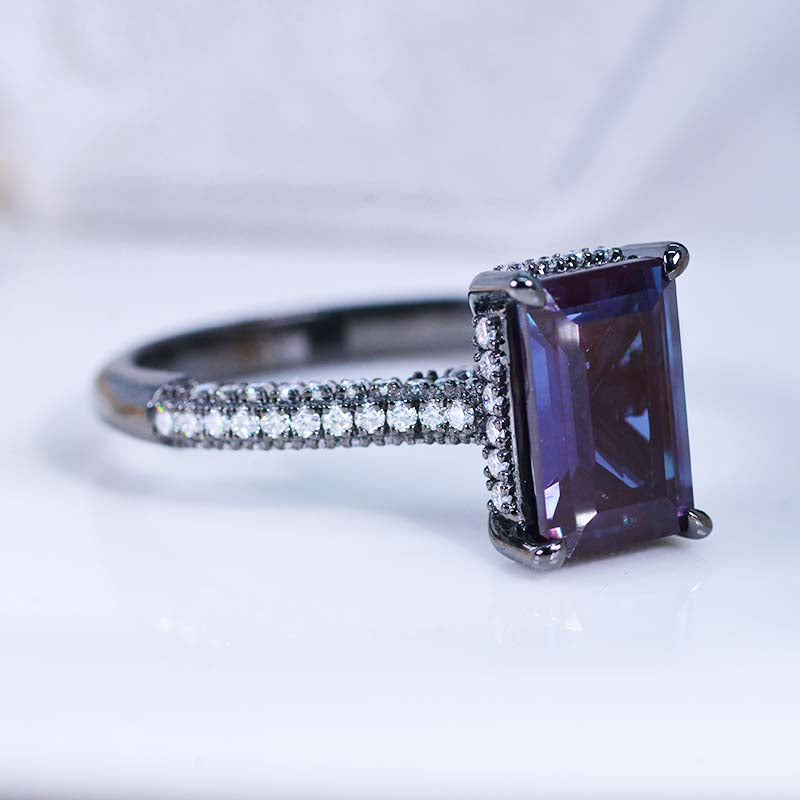 4ct Emerald Cut Alexandrite Black Gold Engagement Ring 4ct Emerald Cut Alexandrite Black Gold Engagement Ring