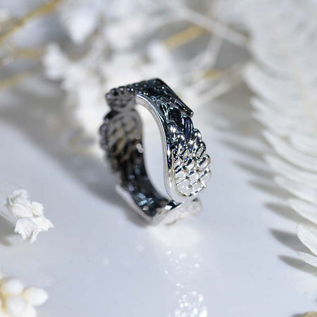 Angel  Wings Ring 10K White Gold and Black Gold