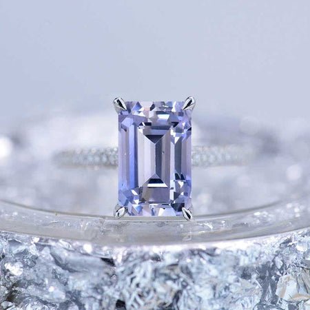 2ct Emerald Cut Purple Sapphire Engagement Ring
