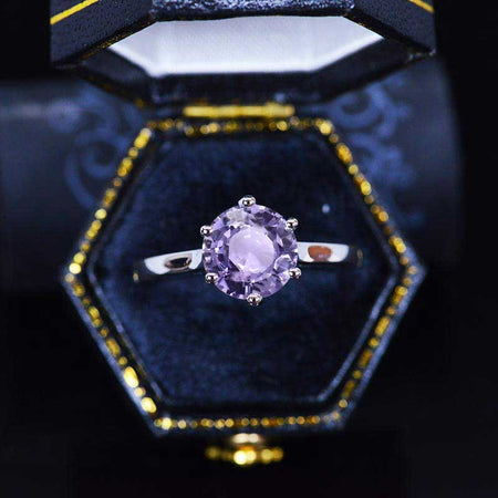 2 Carat Purple Sapphire Six Prongs Engagement Ring
