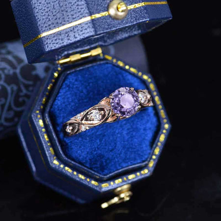 14K Rose Gold Purple Sapphire Celtic Engagement Ring
