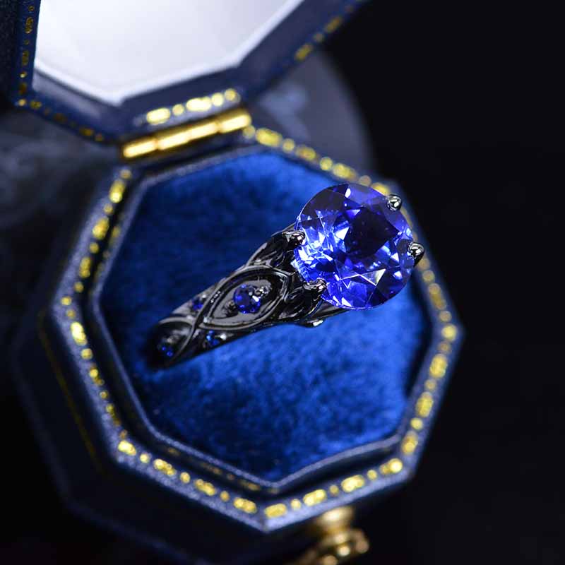 14K Black Gold 3 Carat Sapphire Celtic Engagement Ring 14K Black Gold 3 Carat Sapphire Celtic Engagement Ring
