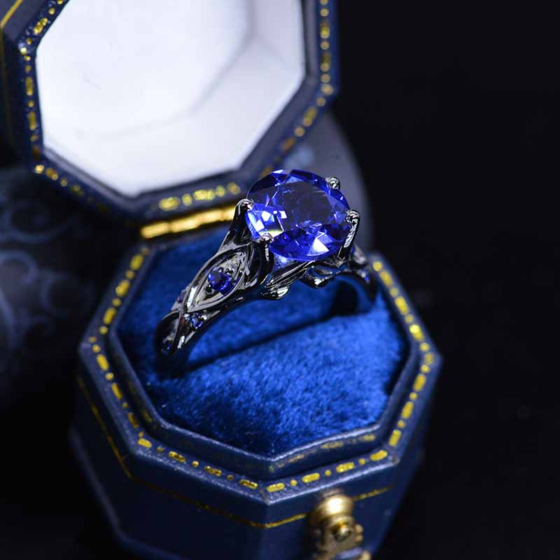 14K Black Gold 3 Carat Sapphire Celtic Engagement Ring 14K Black Gold 3 Carat Sapphire Celtic Engagement Ring