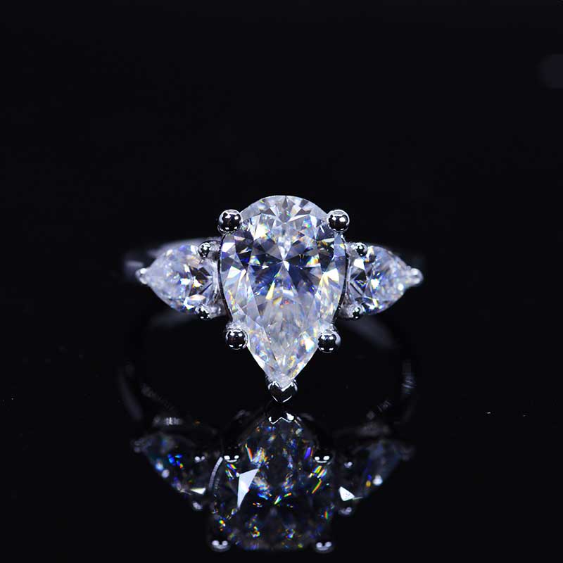 5.5 Pear Cut Tri-Stone Giliarto Moissanite White Gold Engagement Ring 5.5 Pear Cut Tri-Stone Giliarto Moissanite White Gold Engagement Ring