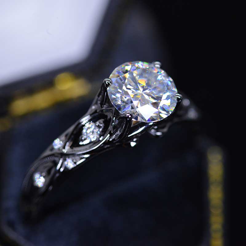 2 Carat 14K Black Gold Moissanite Celtic Engagement Ring 2 Carat 14K Black Gold Moissanite Celtic Engagement Ring