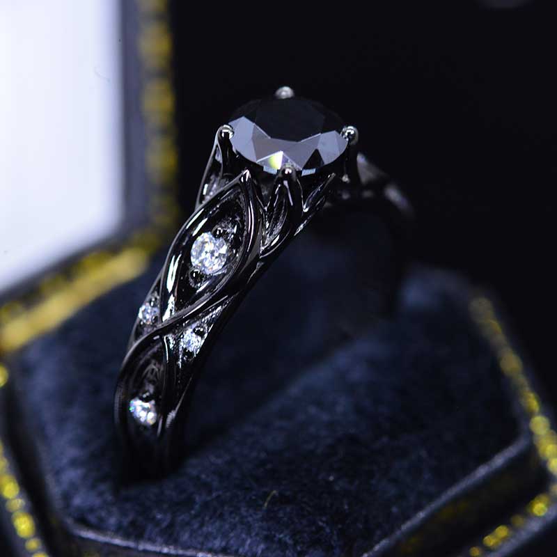 14K Black Gold Black Moissanite Celtic Engagement Ring 14K Black Gold Black Moissanite Celtic Engagement Ring