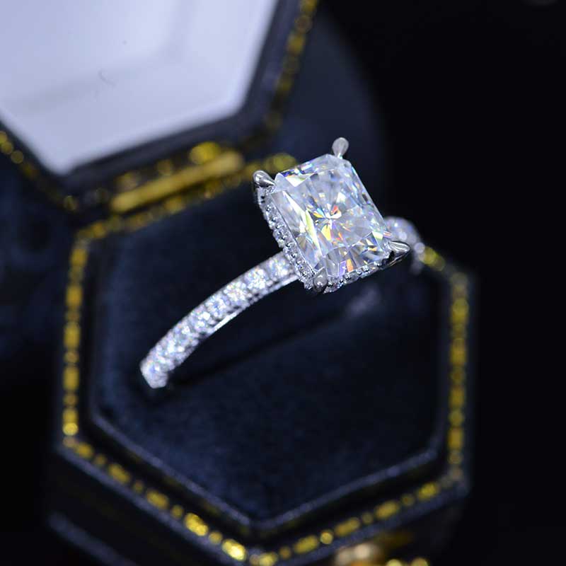 2 Carat Giliarto Radiant Moissanite Hidden Halo Engagement 14K White Gold Ring 2 Carat Giliarto Radiant Moissanite Hidden Halo Engagement 14K White Gold Ring