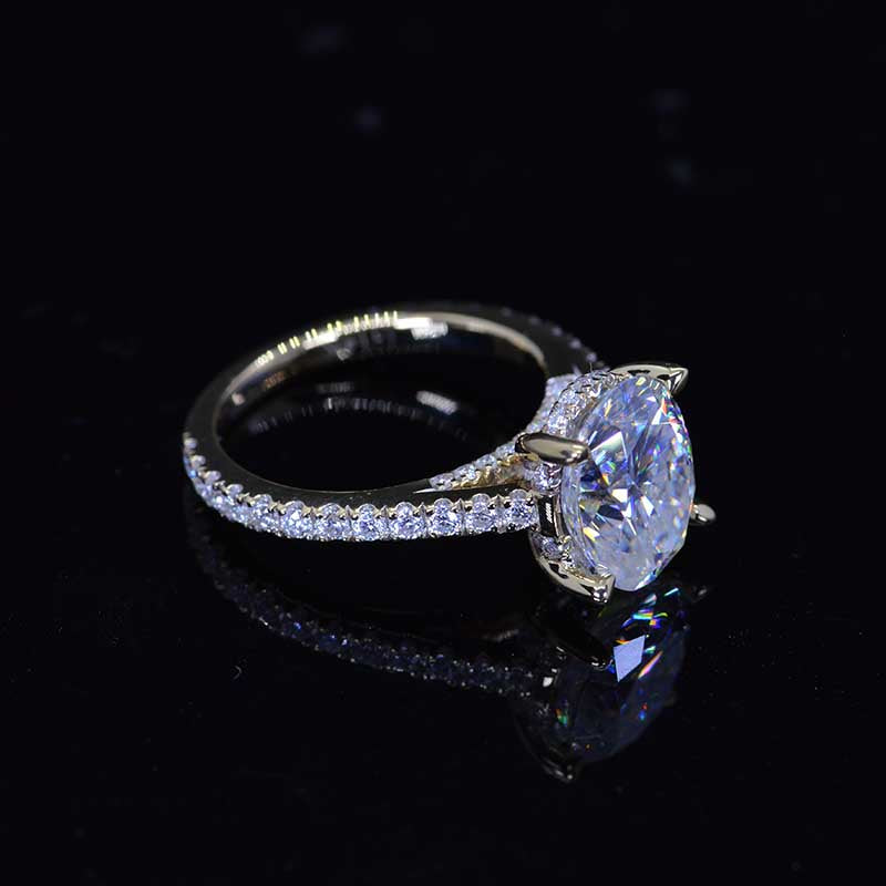 3 Carat Moissanite Oval Cut Hidden Halo Rose Gold Engagement  Ring 3 Carat Moissanite Oval Cut Hidden Halo Rose Gold Engagement  Ring
