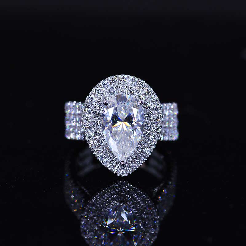 3 Carat Pear Cut Giliarto Moissanite Double Diamond Halo Engagement Ring 3 Carat Pear Cut Giliarto Moissanite Double Diamond Halo Engagement Ring
