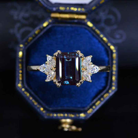 3Ct Alexandrite Engagement Ring, Solitaire Emerald Cut Alexandrite  Engagement Ring