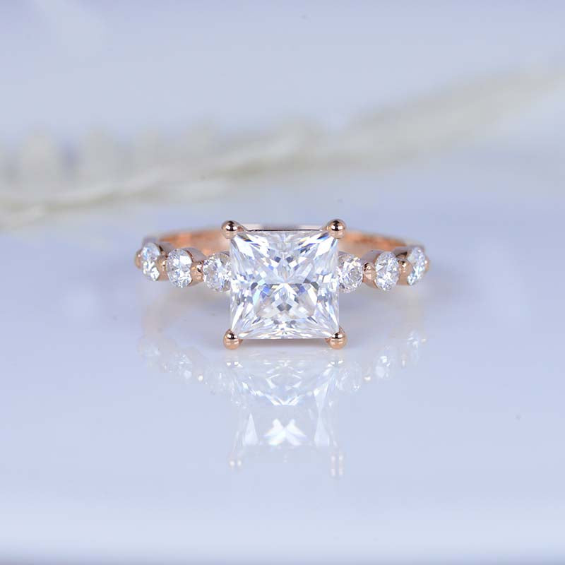 3.6 Carat Princess Cut Moissanite  Engagement Ring 14K White Gold 3.6 Carat Princess Cut Moissanite  Engagement Ring 14K White Gold
