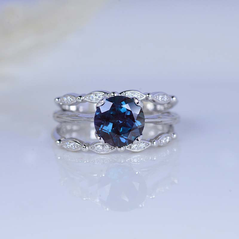 2 Carat Alexandrite Engagement Eternity Rings Eternity Set 2 Carat Alexandrite Engagement Eternity Rings Eternity Set