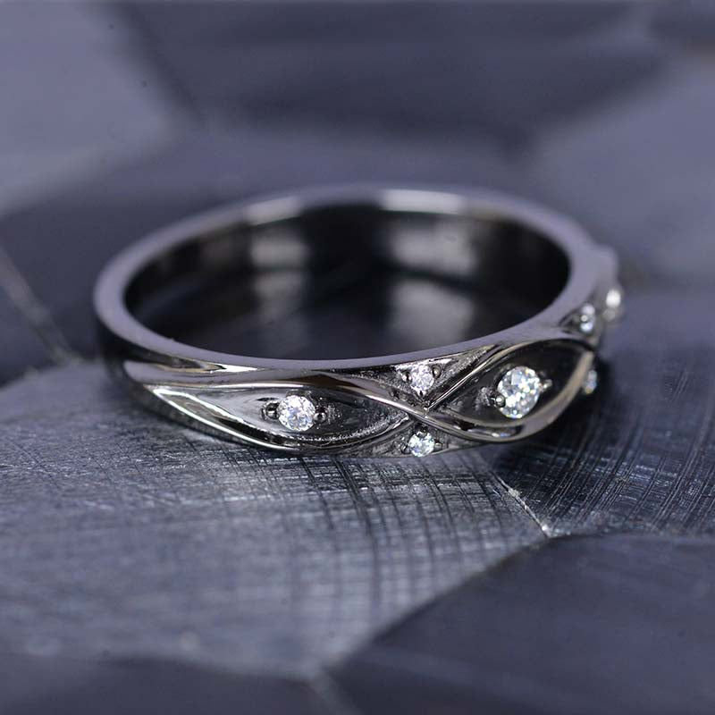 Celtic Moissanite Wedding 14K Black Gold Ring Celtic Moissanite Wedding 14K Black Gold Ring