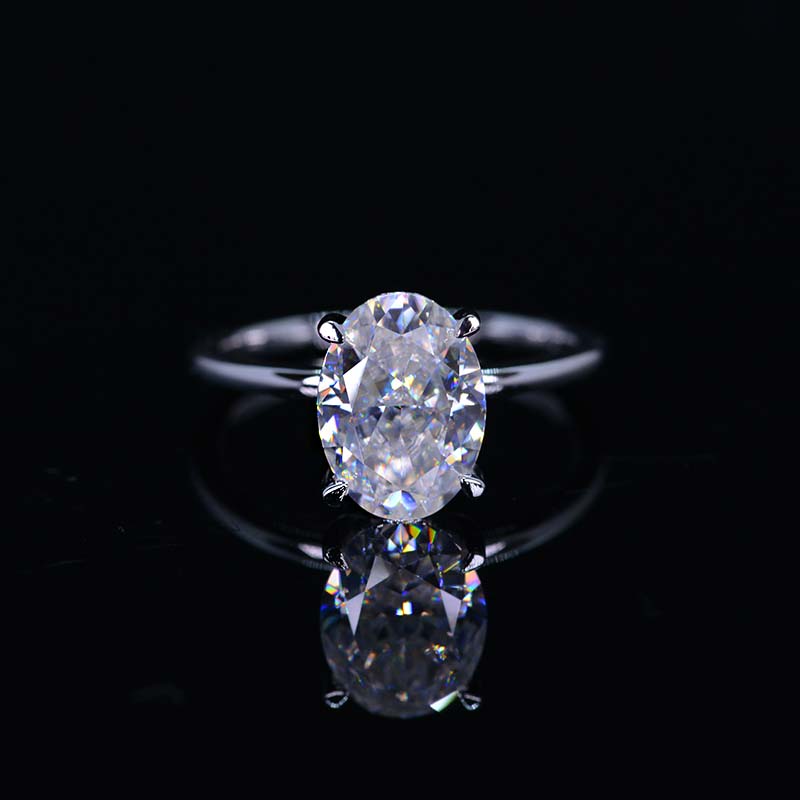 4 Carat Oval Cut Moissanite Ring, Hidden Halo Gold Engagement Ring 4 Carat Oval Cut Moissanite Ring, Hidden Halo Gold Engagement Ring
