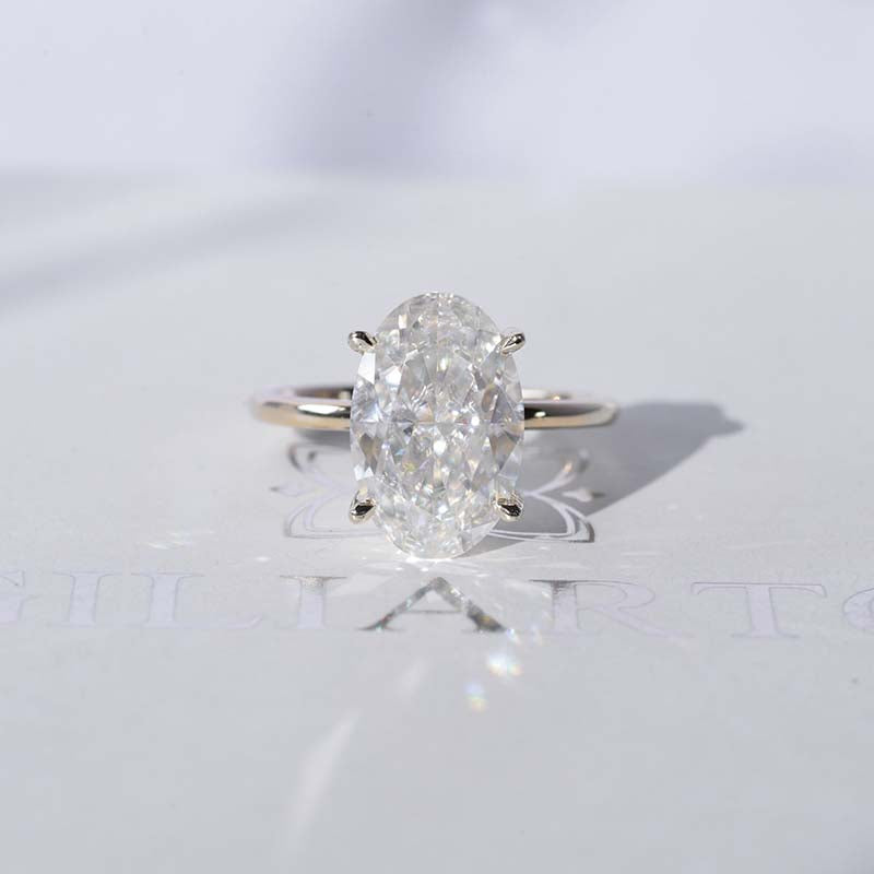 7 Carat Oval Cut Moissanite Ring, Hidden Halo Gold Engagement Ring 7 Carat Oval Cut Moissanite Ring, Hidden Halo Gold Engagement Ring