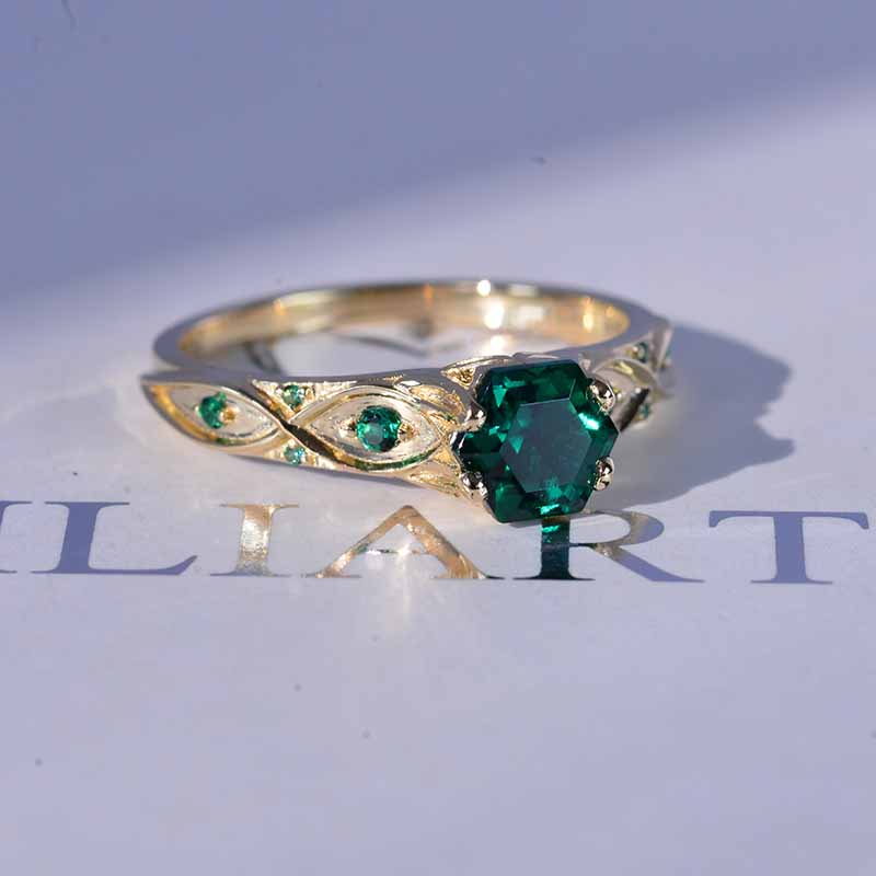 14K Yellow Gold Hexagonal Emerald Celtic Engagement Ring 14K Yellow Gold Hexagonal Emerald Celtic Engagement Ring