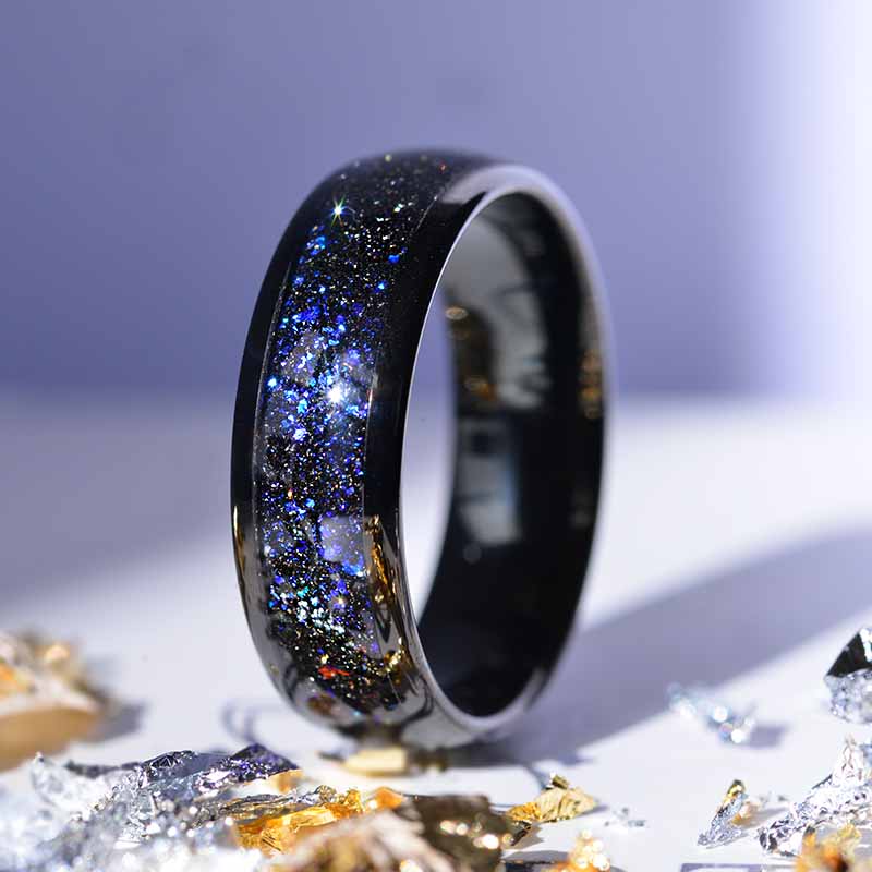 Giliarto GALAXY  Blue Stardust Tungsten Ring  Giliarto GALAXY  Blue Stardust Tungsten Ring