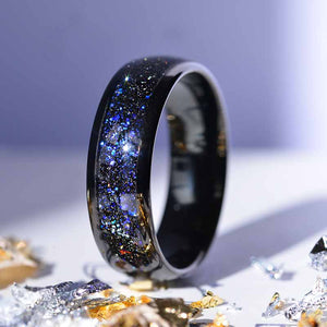 Genuine Rainbow Moonstone Inlay Titanium Ring. Genuine Rainbow Moonstone Inlay Titanium Ring.