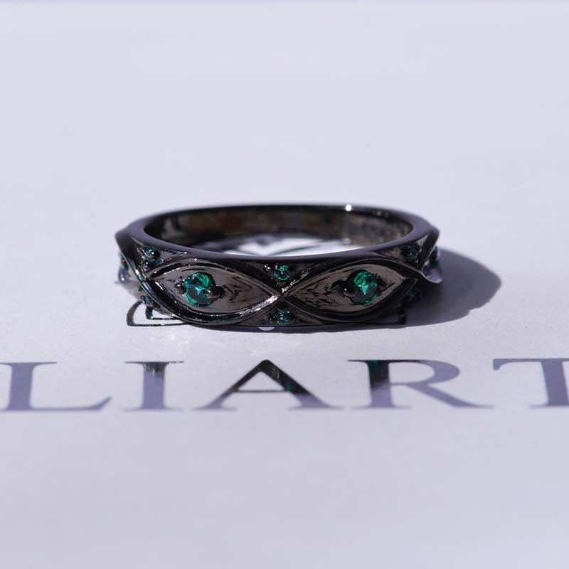Celtic Emerald Wedding 14K Black Gold Ring Celtic Emerald Wedding 14K Black Gold Ring