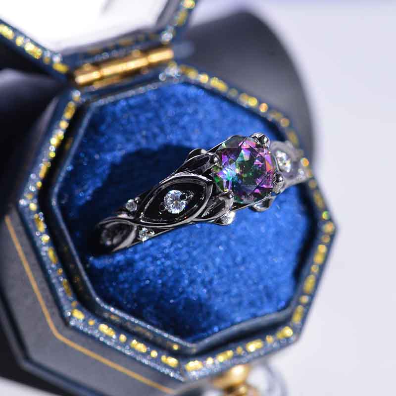 14K Black Gold Silver Mystic Topaz Celtic Engagement Ring 14K Black Gold Silver Mystic Topaz Celtic Engagement Ring