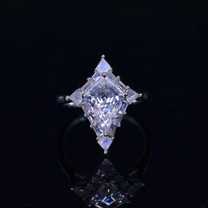 2.5 Carat Kite Moissanite Moonstone halo Engagement Ring. 2.5CT Fancy Shape Moissanite Ring