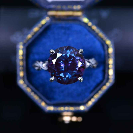 5 Carat Alexandrite Stone 14K White Gold Ring