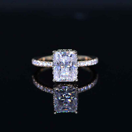 3 Carat Giliarto Radiant Cut Moissanite Hidden Halo Engagement Ring