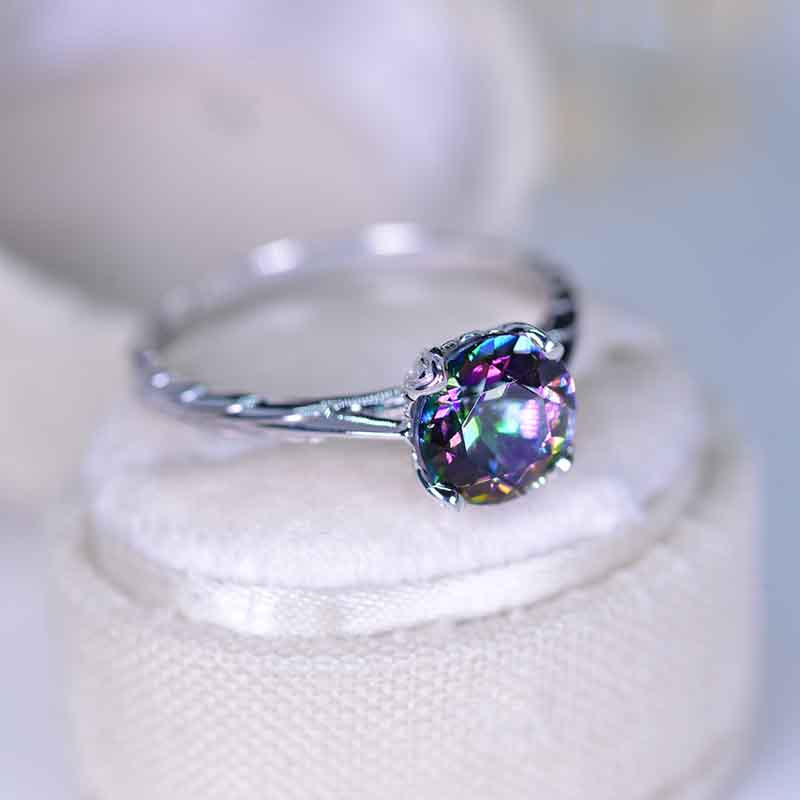 2 Carat Genuine Natural Mystic Topaz Leaf Floral Promissory Ring 2 Carat Genuine Natural Mystic Topaz Leaf Floral Promissory Ring