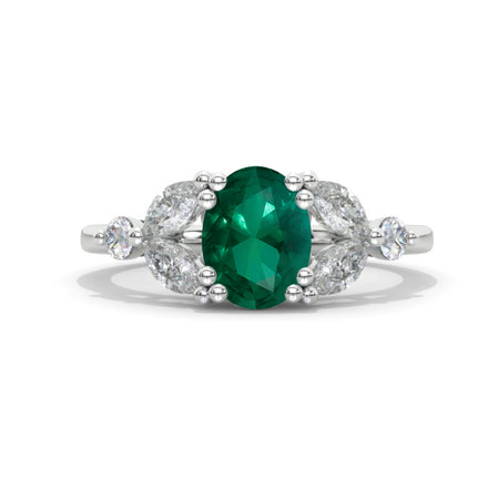 14K White Gold Engagement Ring with a 1.5 Carat Emerald