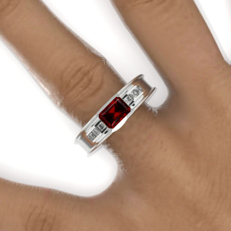 2 Carat Emerald Cut Ruby Men's  Gold  Ring