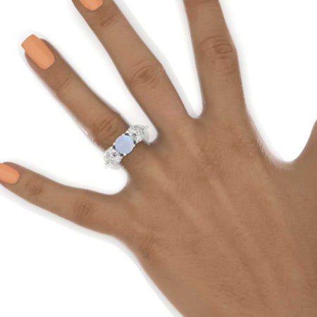 ''Courtney''  2 Carat White Opal Three Stones  Engagement Ring