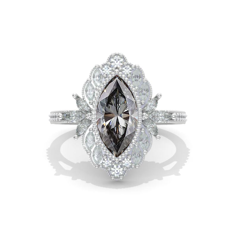 14K White Gold 1.5 Carat Marquise Cut Moissanite Halo Engagement Ring Model 1266
14K White Gold 1.5 Carat Marquise Cut Moissanite Halo Engagement Ring Model 1266