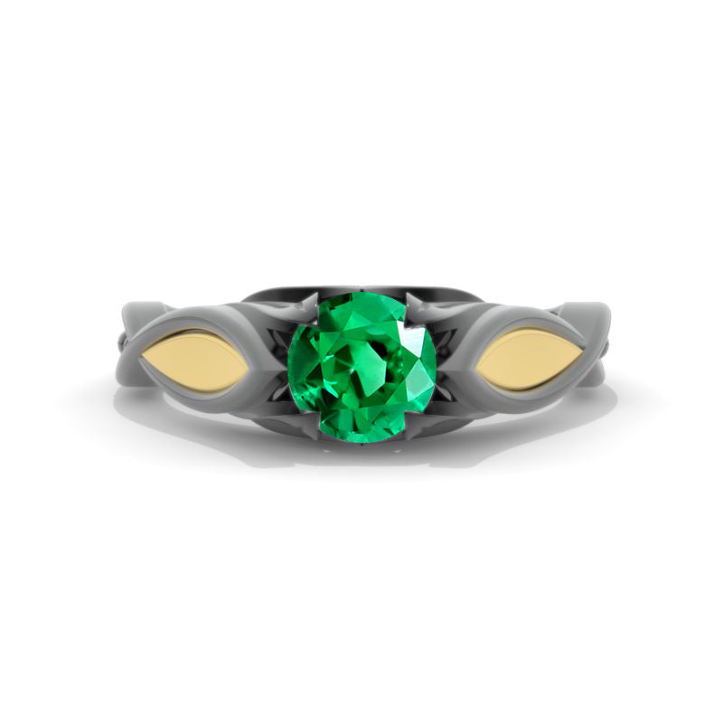 14K Black and Yellow Gold Emerald Celtic Engagement Ring Model 139-6 14K Black and Yellow Gold Emerald Celtic Engagement Ring Model 139-6