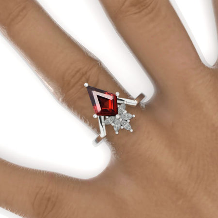 2.5 Carat Kite Ruby Engagement Ring. 2.5CT Fancy Shape Ruby Ring