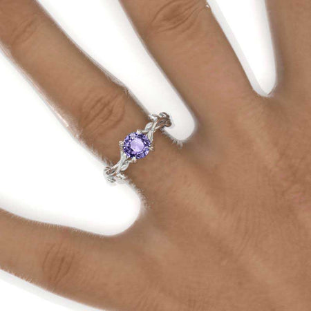 Floral Celtic Purple Sapphire Gold Ring