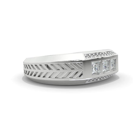 0.8 CTW  LAB-Grown Diamond Men's Ring 14K White Gold  Ring Model 891