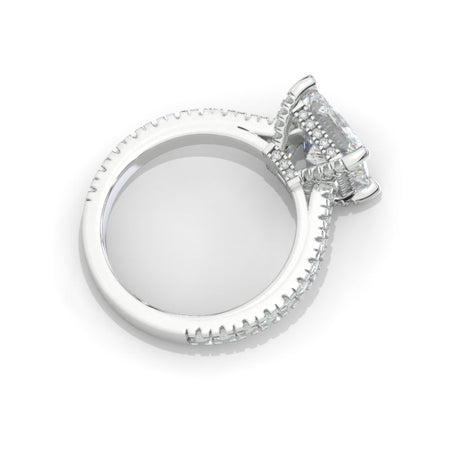 3 Carat Princess Cut Aquamarine Hidden  Diamond Halo Gold Engagement Ring