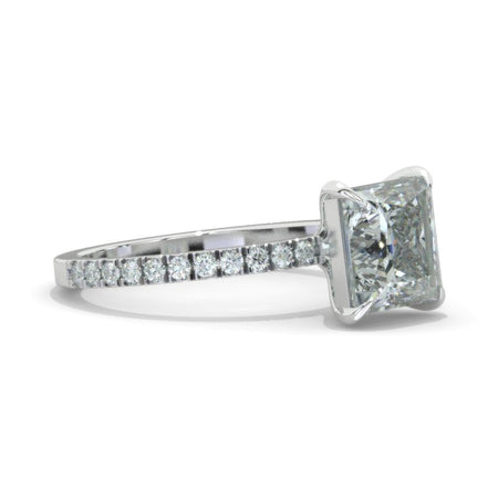 3.2 Carat Giliarto Moissanite Princess Cut Engagement Gold Ring.
