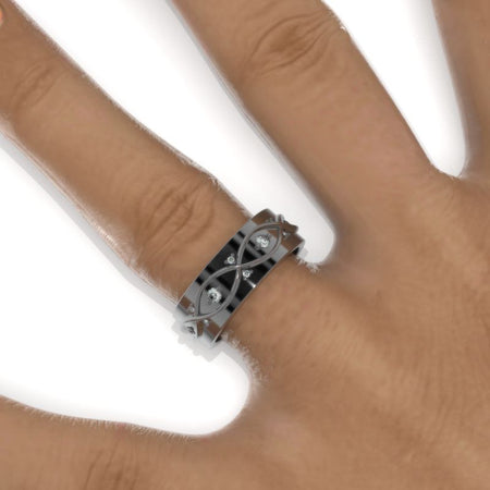 Diamond 14K Black Gold Celtic Men's Wedding Ring